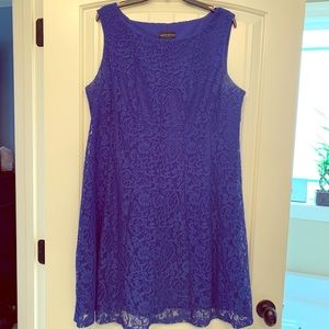 Women’s Cobalt Blue Dress with Lace Overlay.